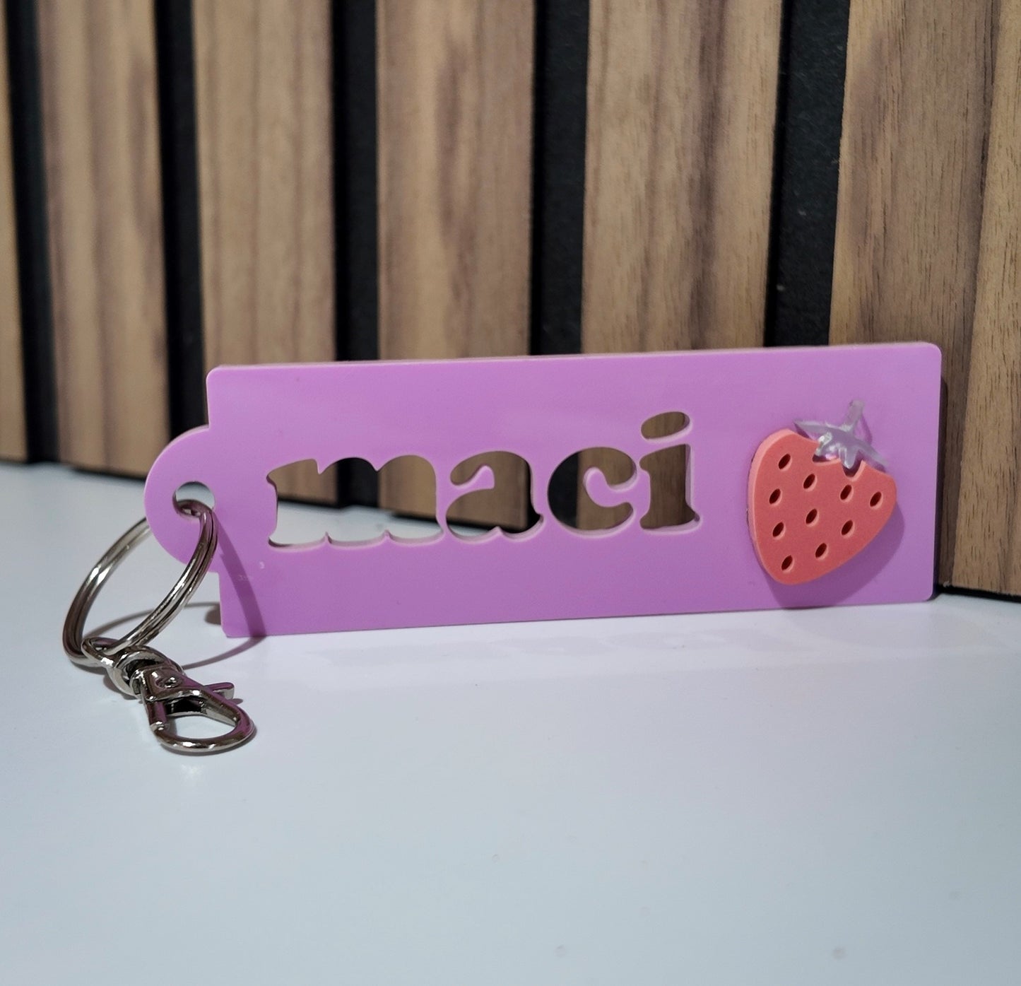 Personalised Acrylic Keyring – Strawberry Charm