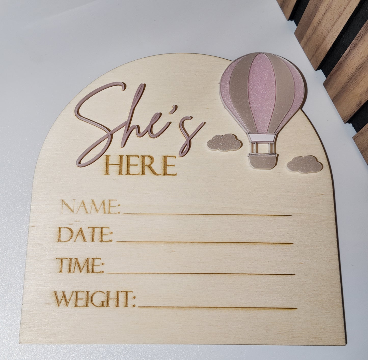Hot Air Balloon Birth Announcement Plaque